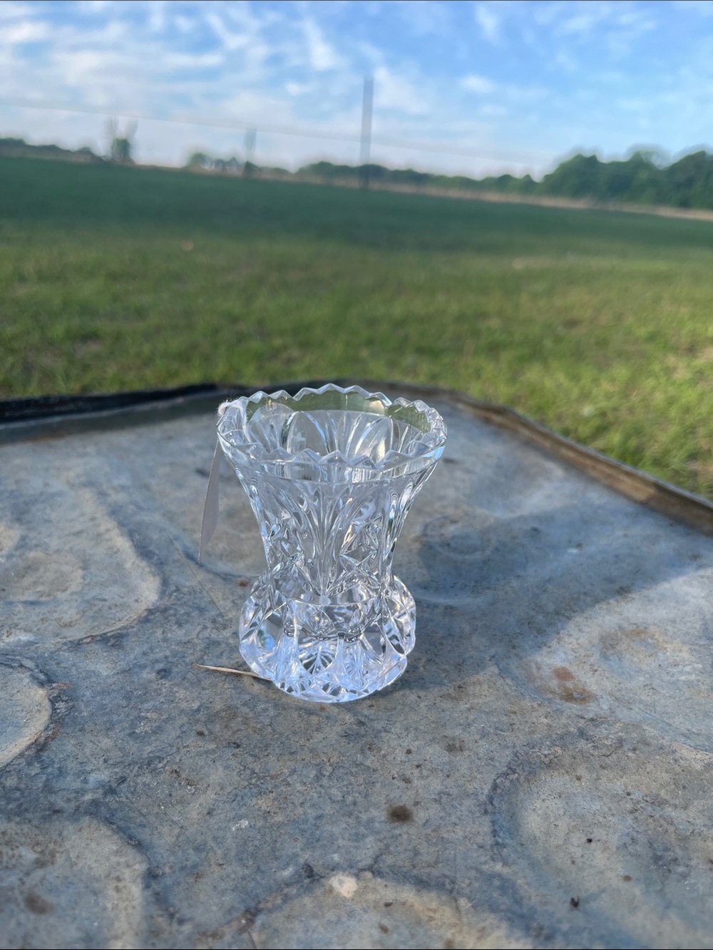 Clear Crystal Cut Toothpick Holder -